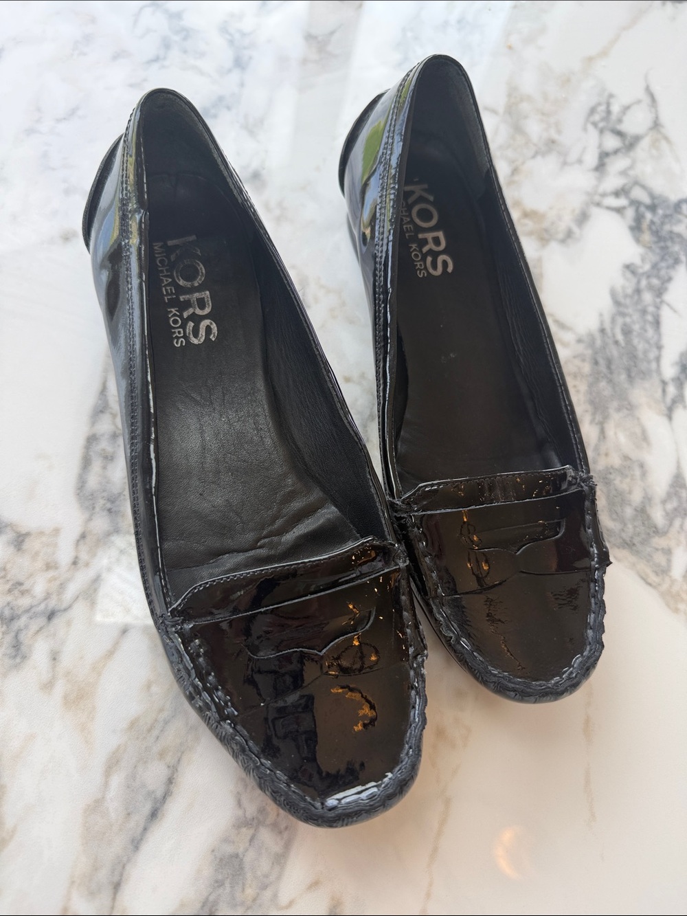 Michael Kors Black Patent Leather Penny Loafers